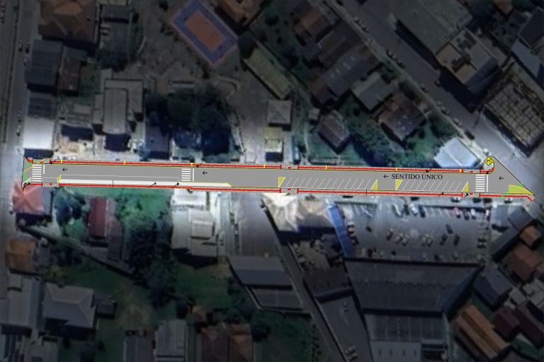 Rua Amazonas, no centro de Piên, passa a ter sentido único. Foto: Divulgação/Prefeitura de Piên