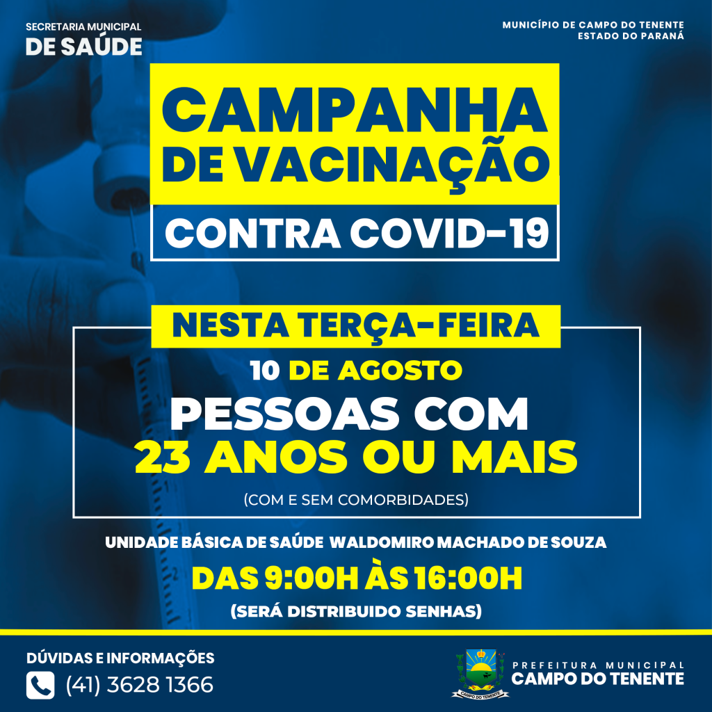 Prefeitura de Campo do Tenente anuncia novo grupo a ser vacinado - Arte PM de Campo do Tenente