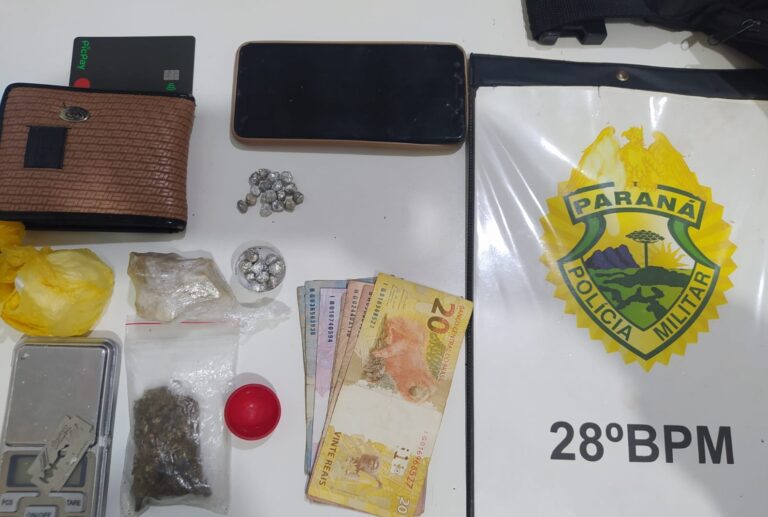 PM fez apreensão de crack, cocaína e maconha na cidade da Lapa. Foto: Divulgação/28ºBPM