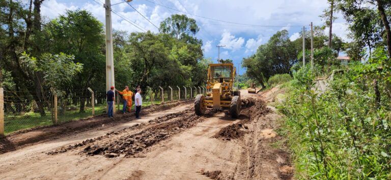 Bairro Leão está com obras de pavimentação em andamento. Foto: Assessoria de Imprensa/Prefeitura de Agudos do Sul