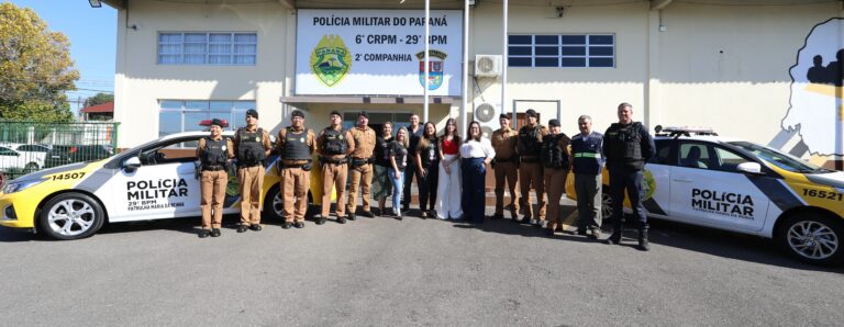 Autoridades estiveram reunidas para tratar dos atendimentos da Patrulha Maria da Penha. Foto: Assessoria de Imprensa/Prefeitura de Pinhais