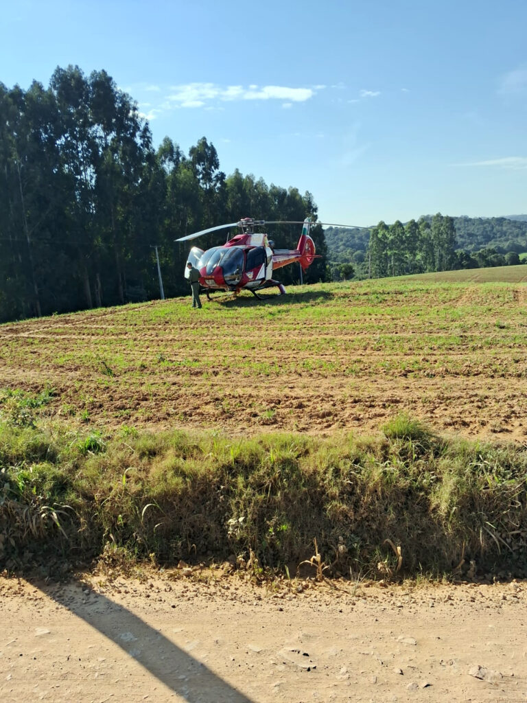 Helicóptero chegou a ser acionado para prestar o atendimento, mas vítima que caiu em silo estava em óbito. Foto: Divulgação