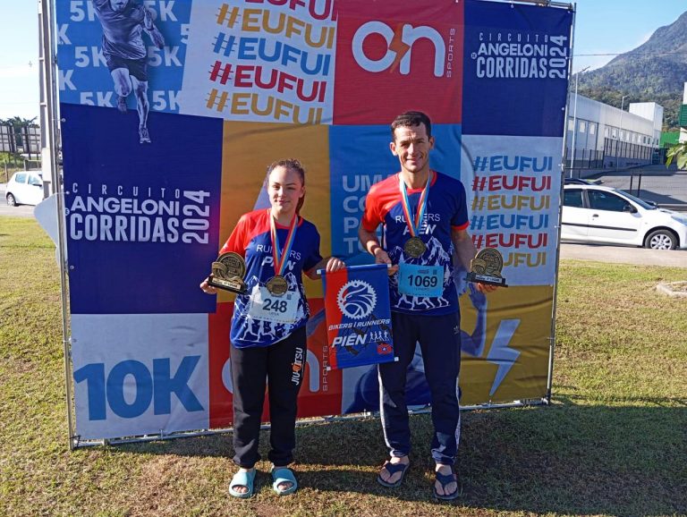 Pienenses Layla e Leandro se destacaram em corrida na cidade de Jaraguá do Sul. Foto: Divulgação