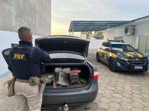 Apreensão de drogas pela PRF na BR-476 na Lapa. Foto: Divulgação/PRF