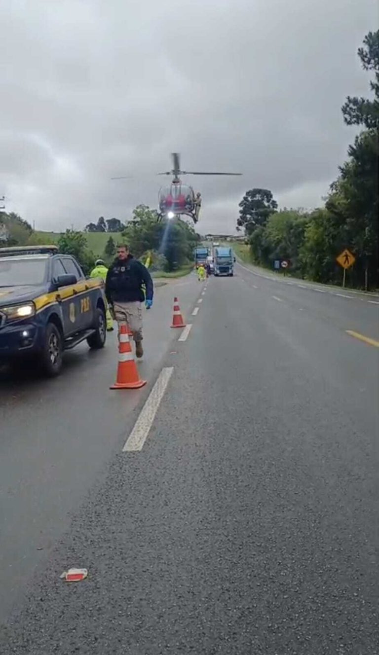 Grave acidente foi atendido na BR-476. Foto: Divulgação/PRF