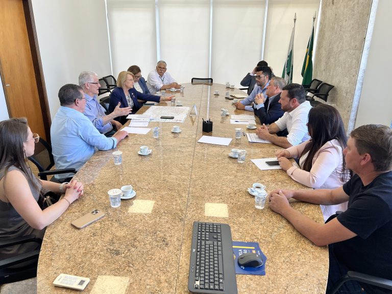 Prefeitos estiveram reunidos com o secretário Noberto Ortigara. Foto: Assessoria de Imprensa/Prefeitura de Contenda