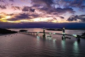 Estado prepara maior a queima de fogos da história do Litoral na Ponte de Guaratuba. Foto: Jonathan Campos/AEN