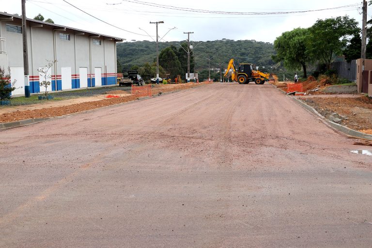 Obras estão na etapa da execução da base. Foto: Assessoria de Imprensa/Prefeitura de Piên