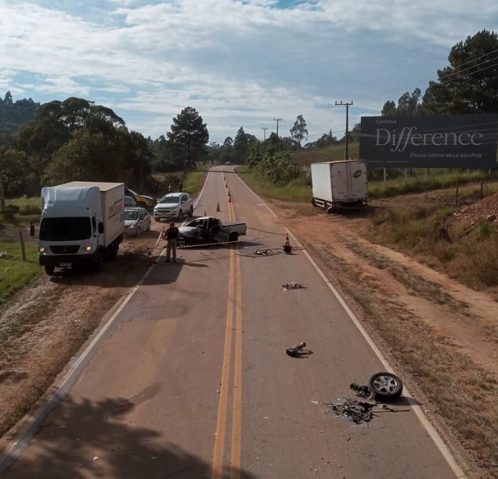 Acidente envolveu três veículos. Foto: Divulgação/Bombeiros de Piên
