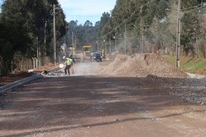 Rua Americana é uma das vias com obra em andamento. Foto: Assessoria de Imprensa/Prefeitura de Piên