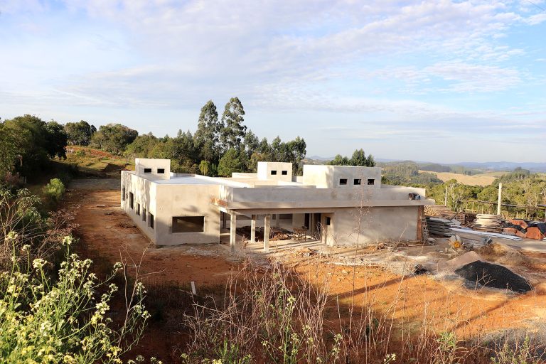 Obra do Cmei Raio de Sol está avançando. Foto: Assessoria de Imprensa/Prefeitura de Piên