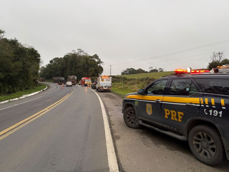 Acidente foi registrado na BR-476 e deixou uma pessoa morta. Foto: Divulgação/PRF