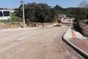 Rua localizada na área central está passando por intervenção. Foto: Assessoria de Imprensa/Prefeitura de Piên