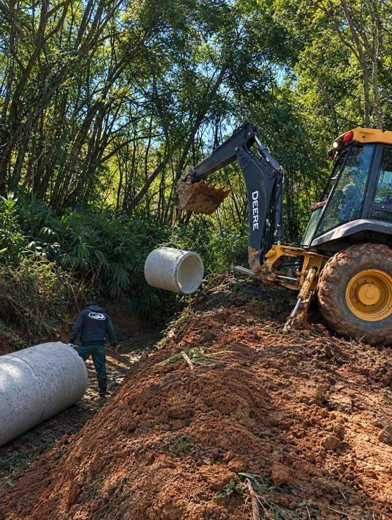 Trabalhos são executados após fortes chuvas da última semana. Foto: Assessoria de Imprensa/Prefeitura de Quitandinha