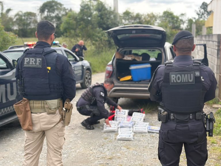 Drogas foram apreendidas durante ocorrência na BR-476. Foto: Divulgação/PRF