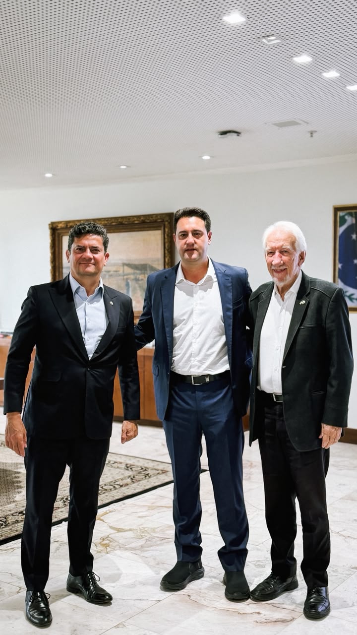 Moro se reuniu com Ratinho Junior e o vice Darci Piana. Foto: Victor Coutant