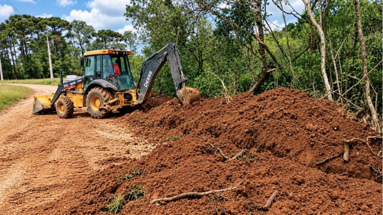 Equipes estão mobilizadas nos serviços de manutenção das vias. Foto: Assessoria de Imprensa/Prefeitura de Quitandinha